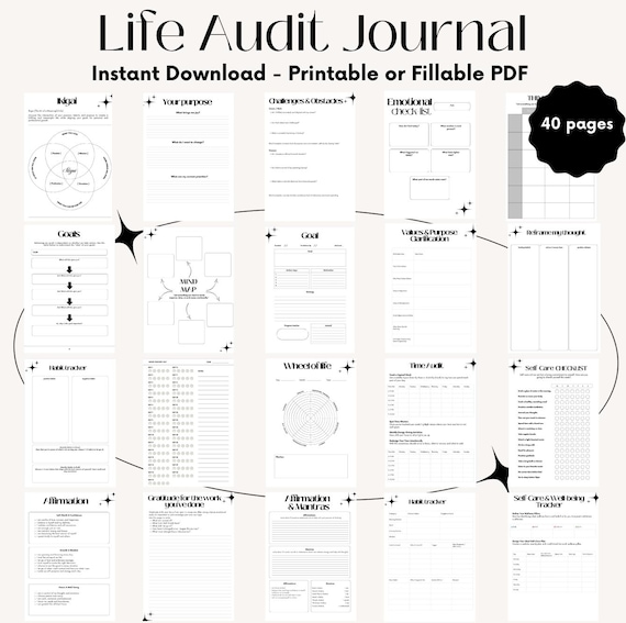 Life Audit Journal Digital | Self Discovery & Goal Setting Planner | Instant Download | Mindset Reset and Life Organization PDF