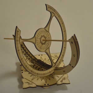 Reloj de sol ecuatorial / Archivos digitales para corte por láser / Reloj solar / Reloj de sol Springbok / .SVG / .DXF / Lightburn
