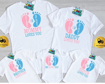 Gender Reveal Shirts, Team Boy Shirts, Team Girl Shirts, Reveal Party Shirts, Pink or Blue We Love You, Pregnancy Announcement Shirt, Gender