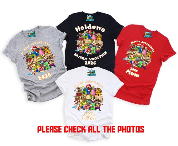 Theme Park Shirt, Universal Studios Family Vacation Tee with Gamer Characters