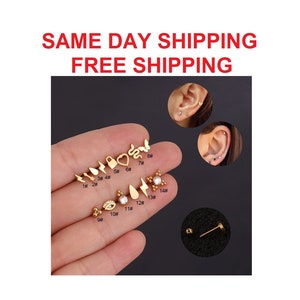 Minimalist Tragus Earring, Minimalist Tragus Piercing, Gold Stud Piercing, Stud Ear Piercing, 18 Gold Stainless Steel, Ear Piercing Jewelry
