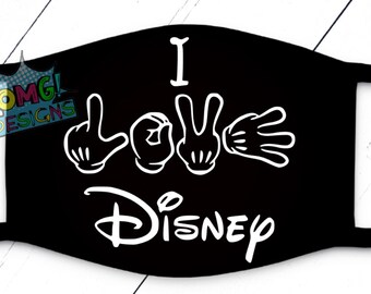 I love Disney Face Mask, Disney Castle Face Mask, Disney Face Mask, Face Mask, Custom Face Mask, Unisex Face Mask, Black Face Mask