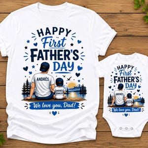 Personalized First Father's Day Shirt, Matching Dad and Baby Outfit, Custom Daddy and Me Shirt, Happy First Fathers Day Gift, New Dad Shirt