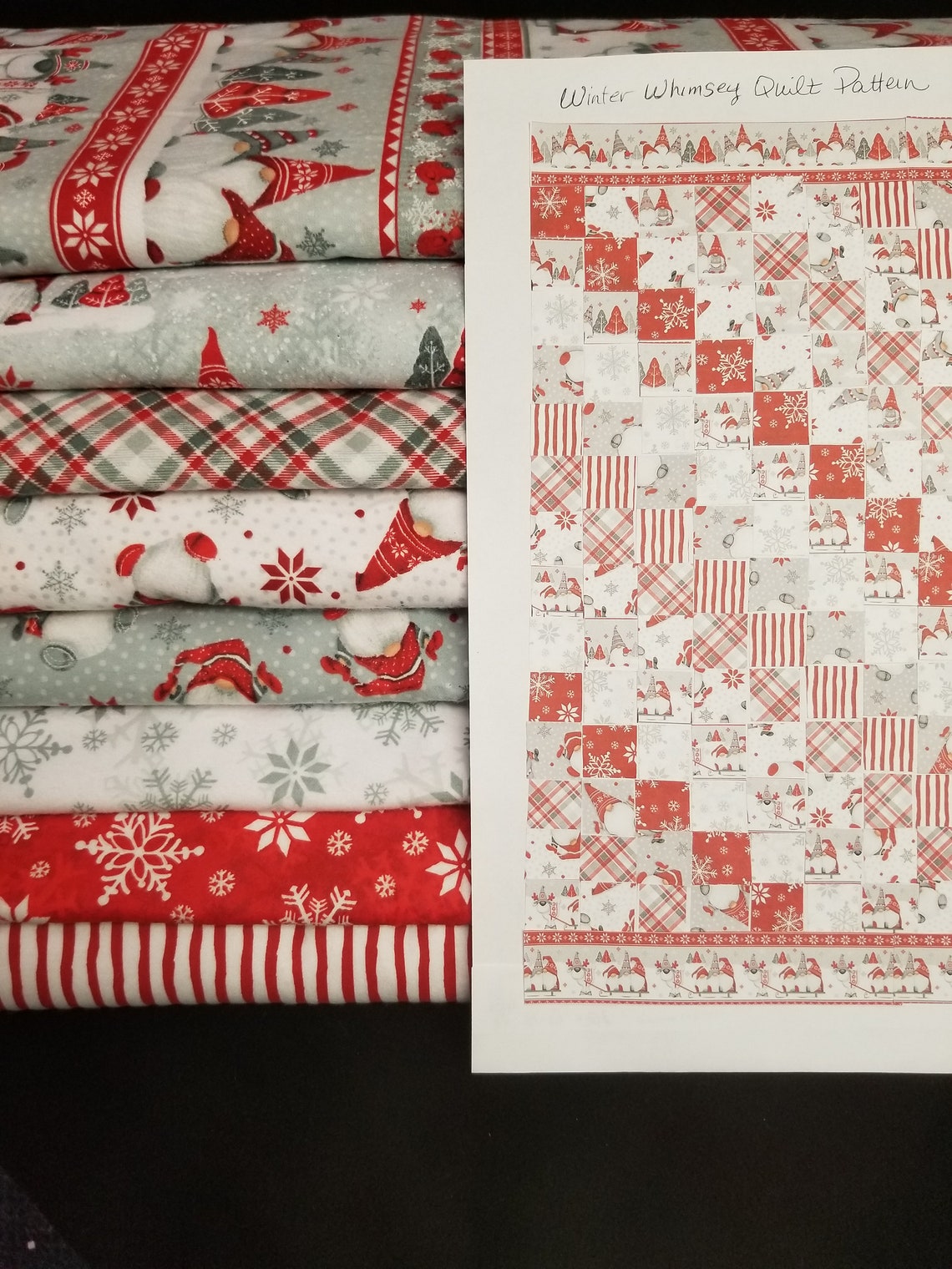 Winter Whimsy Gnome Flannel Quilt Kit Etsy