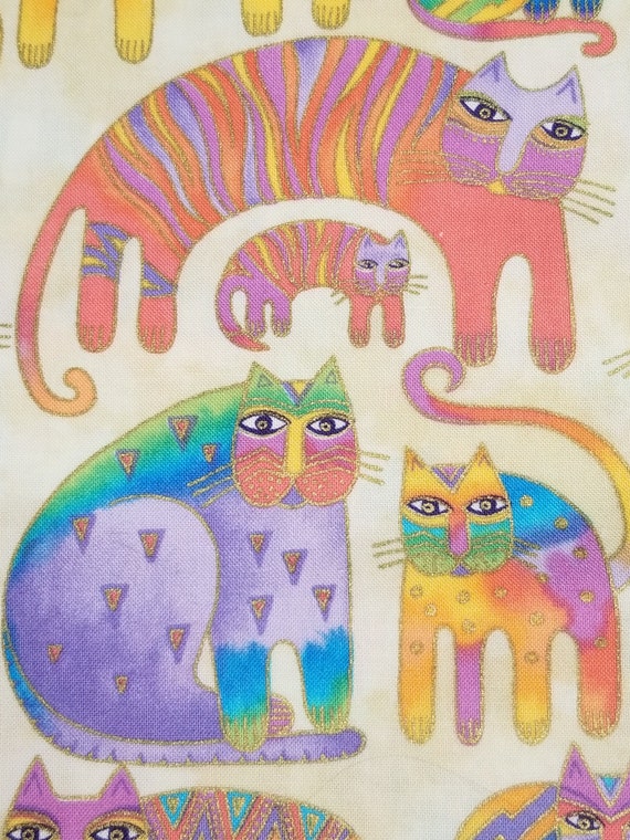 SAC FOURRE-TOUT Laurel Burch - Thème Chats (CAT FAMILY) - Accents De Perles En Bois - Neuf Sans étiquettes