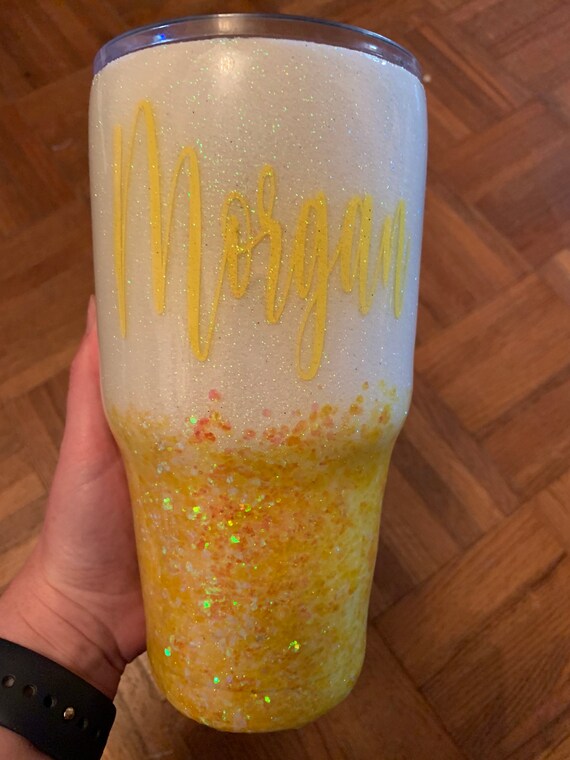 Yellow Chunky Glitter Tumbler Etsy