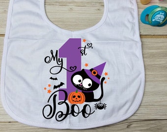 Personalised My First Halloween Baby Feeding Bib Touch Attach 0 to approx 3 Years 