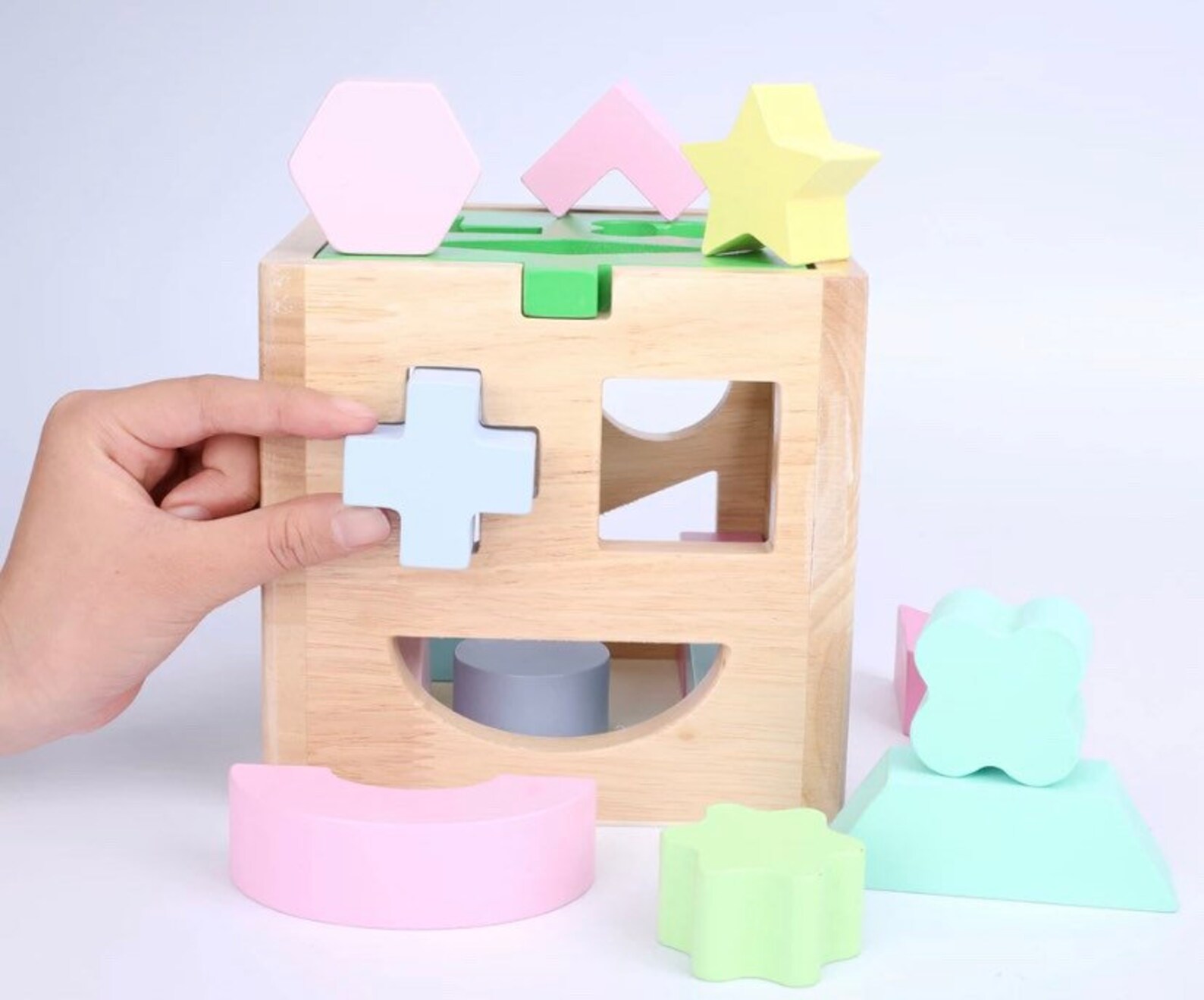 Montessori Shape Sorter Toys Wooden Geometric Building Blocks Etsy