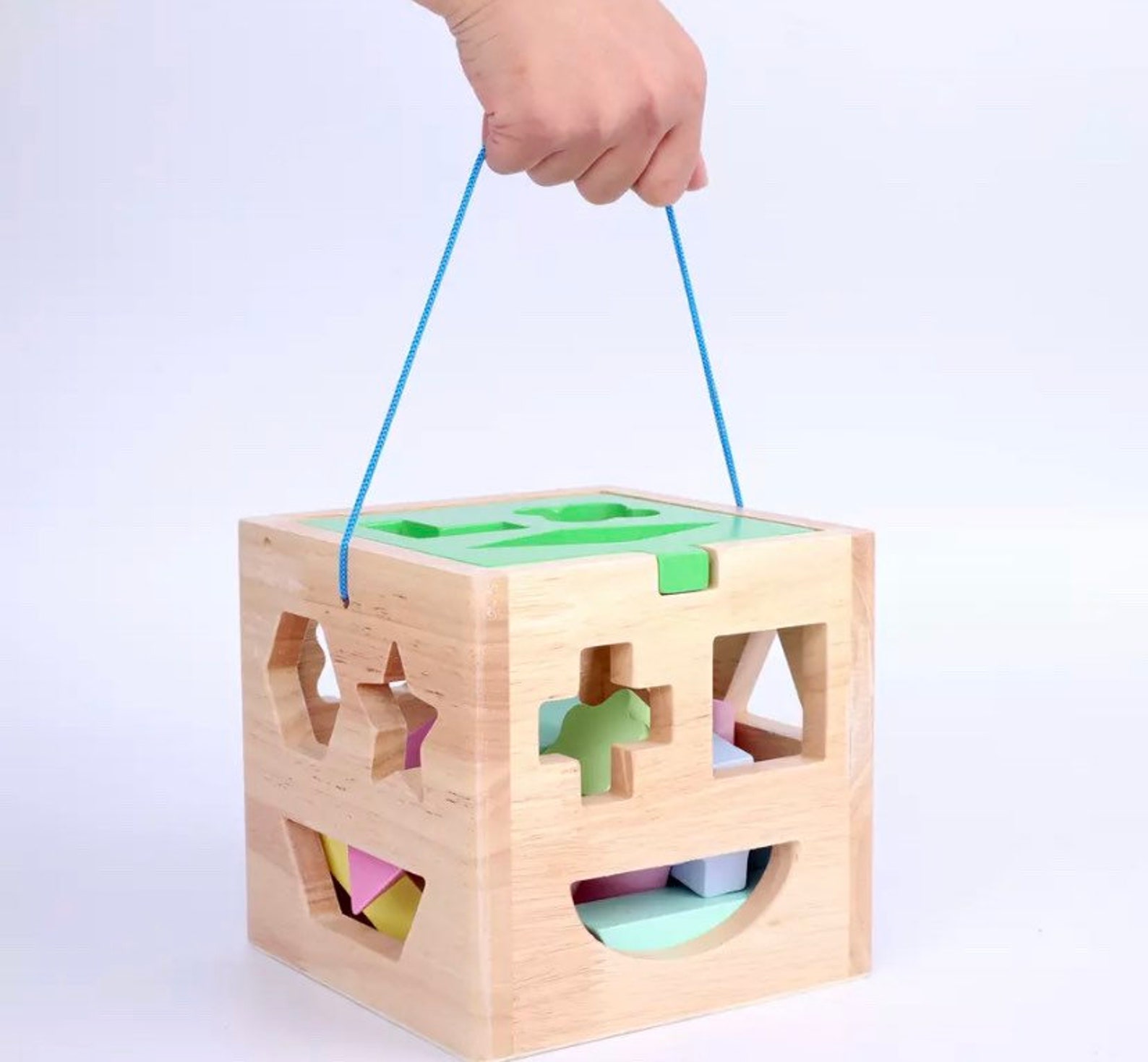 Montessori Shape Sorter Toys Wooden Geometric Building Blocks Etsy