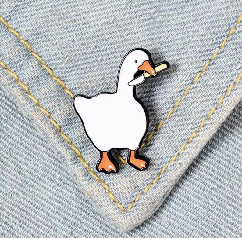 Cartoon Duck With Knife Pin Enamel Pin Cute Duck Pin Etsy Free Nude