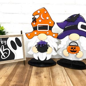 Happy Halloween Wooden Gnome Interchangeable Decor / Boo / Ghost / Spider / Shelf Decor / Interchangeable Insert GNOME and SIGN Insert ONLY