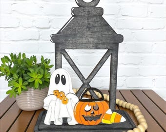 Halloween Trick Or Treat Wooden Lantern Tea Light Interchangeable Decor / Fall  / Shelf & Table Decor / Interchangeable Insert ONLY