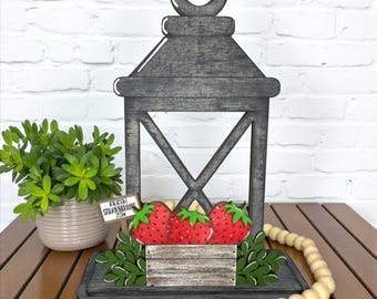 Fresh Strawberries Summer Watermelon Wooden Lantern Tea Light Interchangeable Decor / Hibiscus / Shelf Decor / Interchangeable Insert ONLY