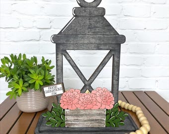 Carnation Summer Flower Basket Wooden Lantern Tea Light Interchangeable Decor / Flower / Shelf Decor / Interchangeable Insert ONLY