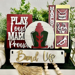 Marching Band Game Day Interchangeable Wooden Wagon Tray Decor / Band Life  / March Proud / Unfinished Tier Tray Decor