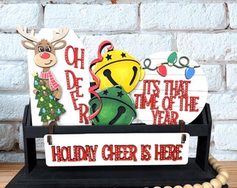 Oh Deer Merry Christmas Interchangeable Wagon Decor / Lights / Bells / Holiday Cheer / Christmas Tree / Farmhouse Decor