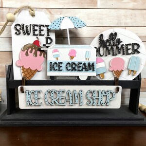 Hello Summer Ice Cream Shop Interchangeable Wagon Decor / Wooden Wagon / Ice Cream / Sweet Treat  / Tier Tray Decor