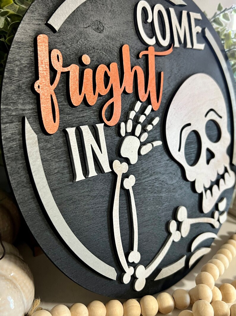 Come Fright in Front Door Sign / Wooden Decor / Holiday Decorations ...