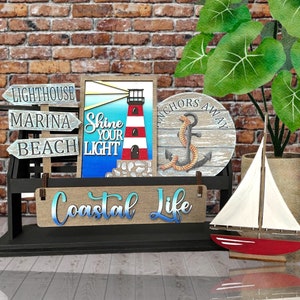 Costal Life Interchangeable Wooden Wagon Tray Decor /Sail Boat / Shore / Anchors Away / Tier Tray Decor