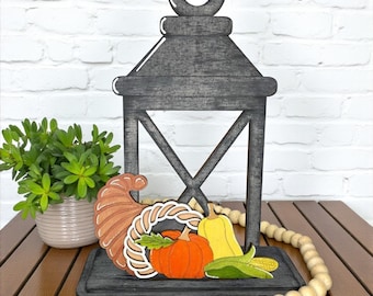 Thanksgiving Cornucopia Wooden Lantern Tealight Interchangeable Decor / Squash  / Turkey / Shelf & Table Decor / Interchangeable Insert ONLY