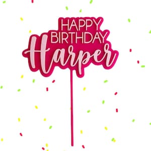 Custom Acrylic Birthday Cake Topper / Happy Birthday / Birthday / Name / Age / Cake Topper / Cupcake Topper