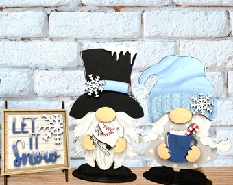 Winter Let it Snow Wooden Gnome Interchangeable Decor / Snow / Hot Cocoa / Ice Skates / Interchangeable Insert GNOME and SIGN Insert ONLY