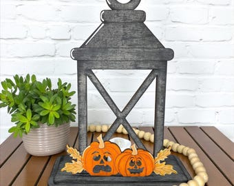 Halloween Pumpkin Wooden Lantern Tea Light Interchangeable Decor / Fall  / Shelf & Table Decor / Interchangeable Insert ONLY