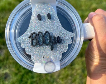 BOOjee Ghost / Customizable Cute / Glitter / Bougie /  Boo / Stanley Topper Fits H2O 20/30/40 oz / Stanley Cup Topper Insert
