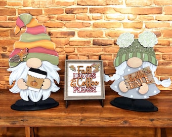 Fall Leave & Coffee Please Gnome Interchangeable Decor / Coffee / Pumpkin Spice / Leaves / Interchangeable Insert GNOME and SIGN Insert ONLY