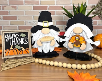Happy Thanksgiving Gnome Interchangeable Decor / Give Thanks / Pilgrim / Turkey / Pie / Interchangeable Insert GNOME and SIGN Insert ONLY