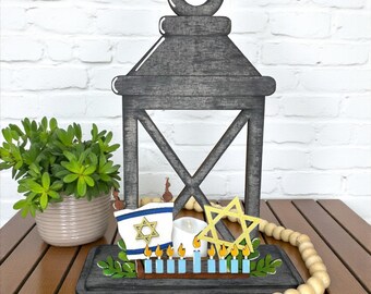 Hanukkah House Wooden Lantern Tealight Interchangeable Decor / Star of David  / Chanukah / Shelf & Table Decor / Interchangeable Insert ONLY