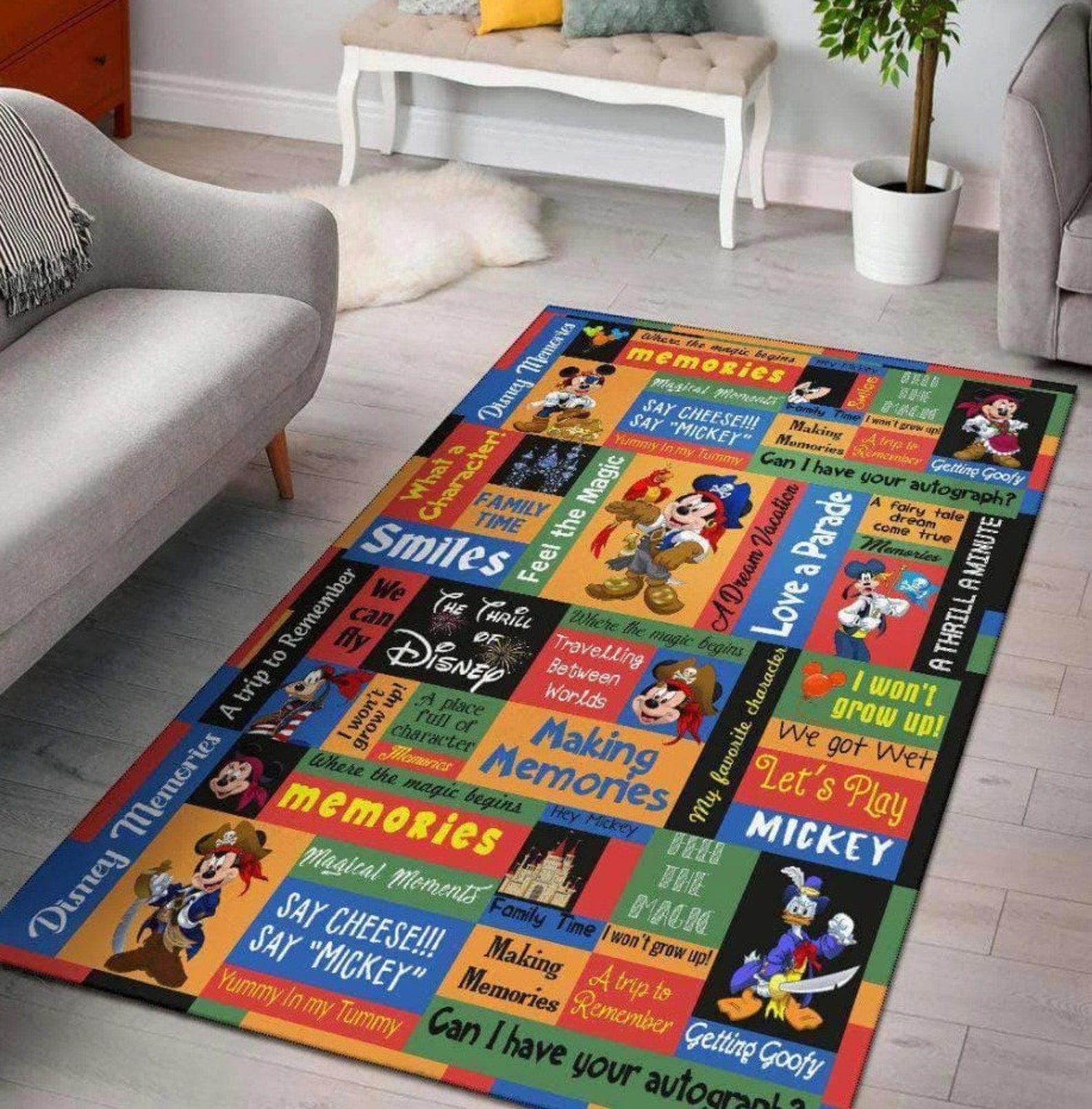 Mickey Mouse Rugs Disney Memories Area Rug Mickey & Friends Etsy