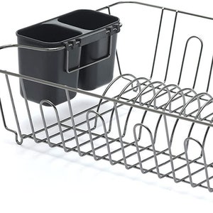 B&Z Nickle Large Dish Drying Rack With Cutlery Holder Countertop Metal Dish  Drainer Plate Organizer 44.5 X 33.5 X 12cm 