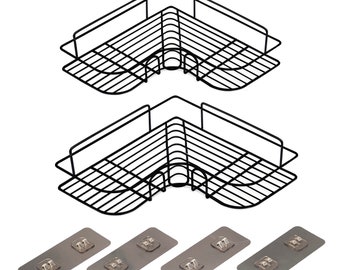 B&Z - Shower Caddy Bathroom Storage Rack Shower Rack Bath Tray Bath Corner Shelf | Drill and Rust Free Home Storage Solution_ 2 Pcs_3 Colors