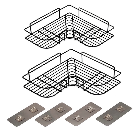 B&Z - Shower Caddy Bathroom Storage Rack Shower Rack Bath Tray Bath Corner Shelf | Drill and Rust Free Home Storage Solution_ 2 Pcs_3 Colors
