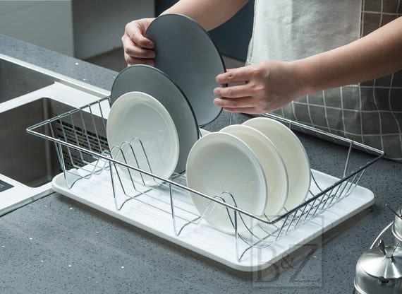 B&Z Dish Drainer Rack Extra Wide on Counter Plate Rack Plate