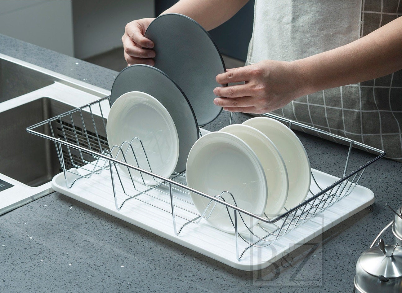 B&Z Dish Drainer Rack Extra Wide on Counter Plate Rack Plate - Etsy Finland