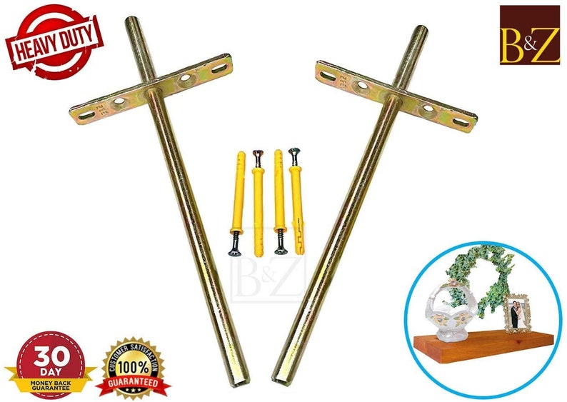B&Z Heavy Duty Long Concealed Invisible Hidden Floating Shelf Brackets Support For Heavy Wooden Oak Mantle Timber Scaffold Board Shelf image 2