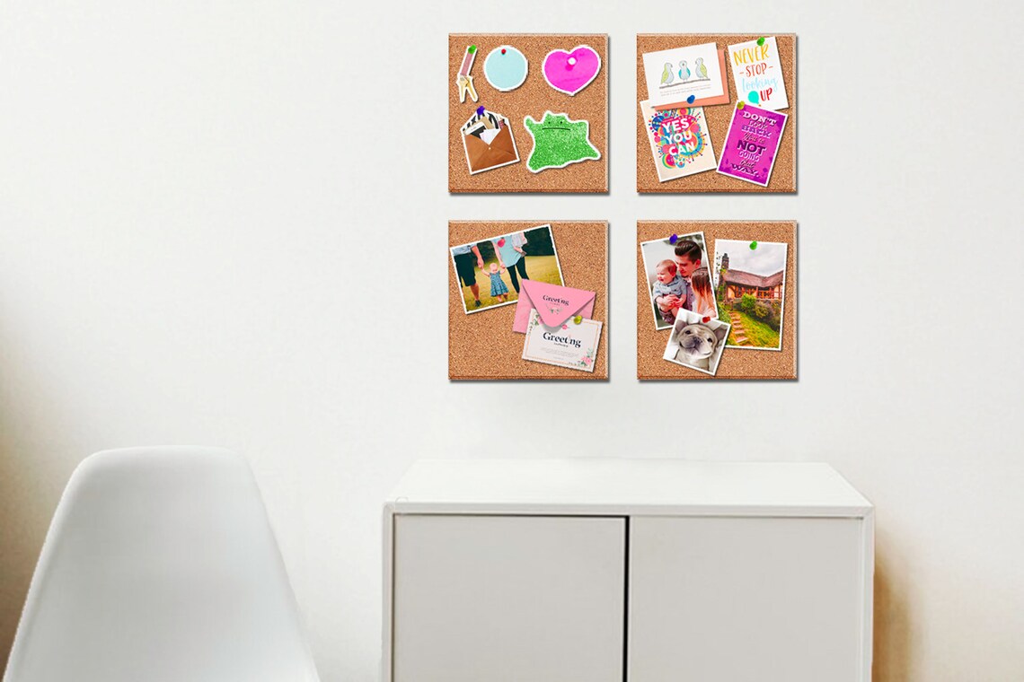 B&Z Self Adhesive Sticky Cork Board Square Tiles Mini Wall Bulletin Lightweight, Stick Well