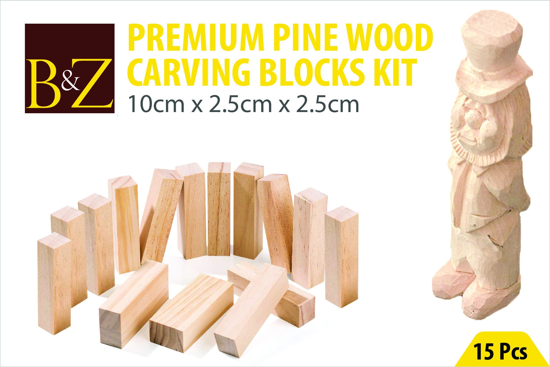 15X Whittling Wood Blocks Carving Blocks Unfinished Crafting Kit For