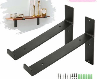 B&Z Angle Brace Shelf Brackets Heavy Duty Industrial Rustic Reclaimed Timber Scaffold Board Oak Wooden Shelves - (Pair) Free Fixing Kit