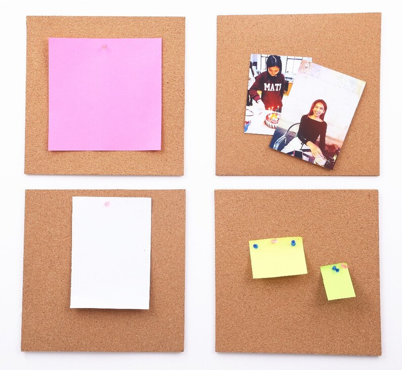 B&Z Self Adhesive Sticky Cork Board Square Tiles Mini Wall Bulletin