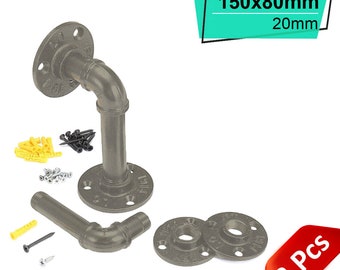 B&Z Industrial Pipe Shelf Brackets Vintage Steam Punk for Book Shelf Floating Shelves Plumbing Pipe Shelf Bracket (GREY)