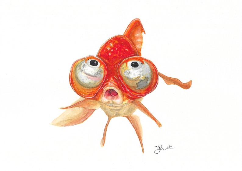 Googly Eyed Goldfish A4 Art Print Etsy