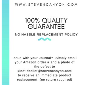 May include: White background with text: WWW.STEVENCANYON.COM, 100% QUALITY GUARANTEE, NO HASSLE REPLACEMENT POLICY. Text also states to email Amazon order number and photo of defect to kineticbelief@stevencanyon.com for replacement.
