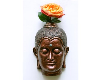 Buddha Buddhist Ceramic Flower Wall Vase with Bindi Jewel Worship Meditation Item Handmade