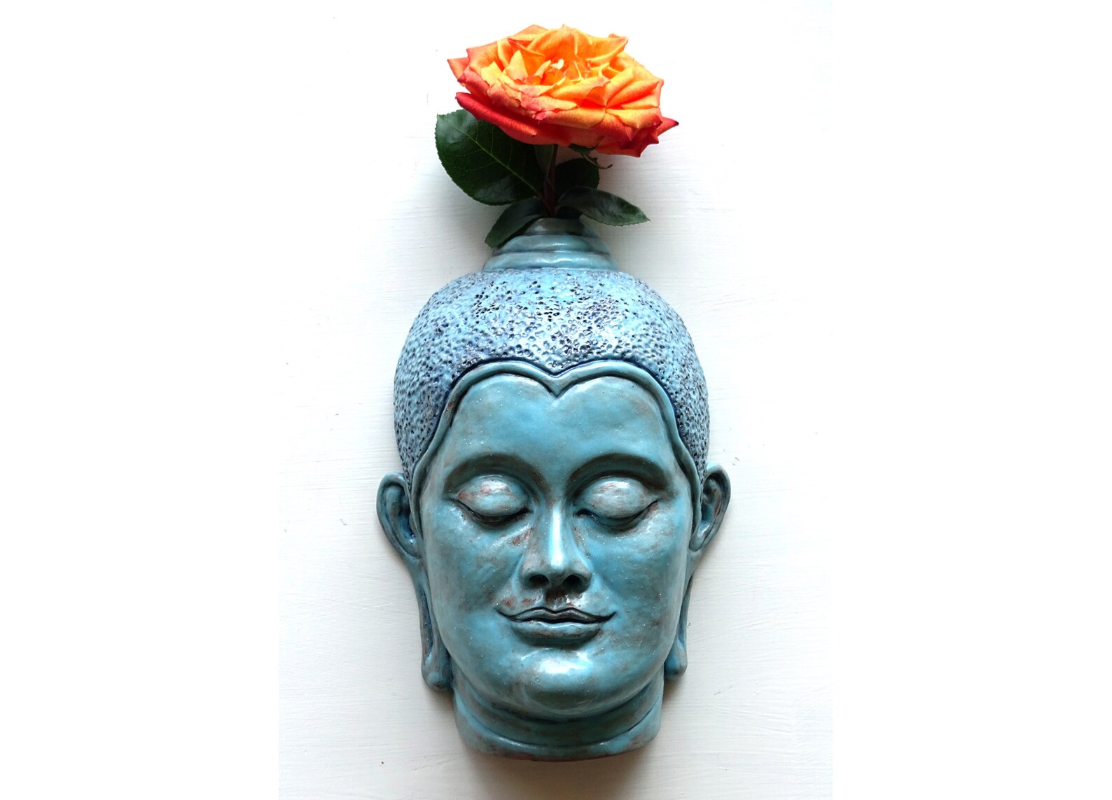 Buddha Buddhist Ceramic Flower Wall Vase Worship Meditation Etsy