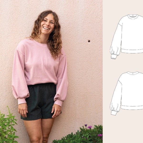 Sweater with puff sleeves // digital sewing pattern // size EU 32-46 (German)