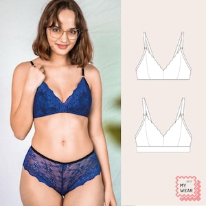 Lace or jersey bralette // digital sewing pattern // sizes 65-95 cups XS-XXL (German)