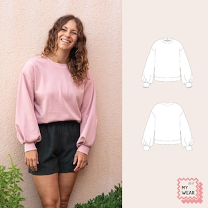 Puffärmad tröja // digitalt sömnadsmönster // Storlek EU 32-46 (tysk)